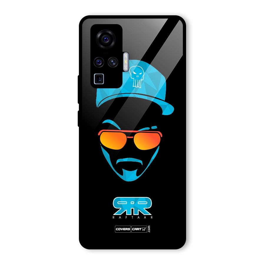 Raftaar Black and Blue Glass Back Case for Vivo X50 Pro