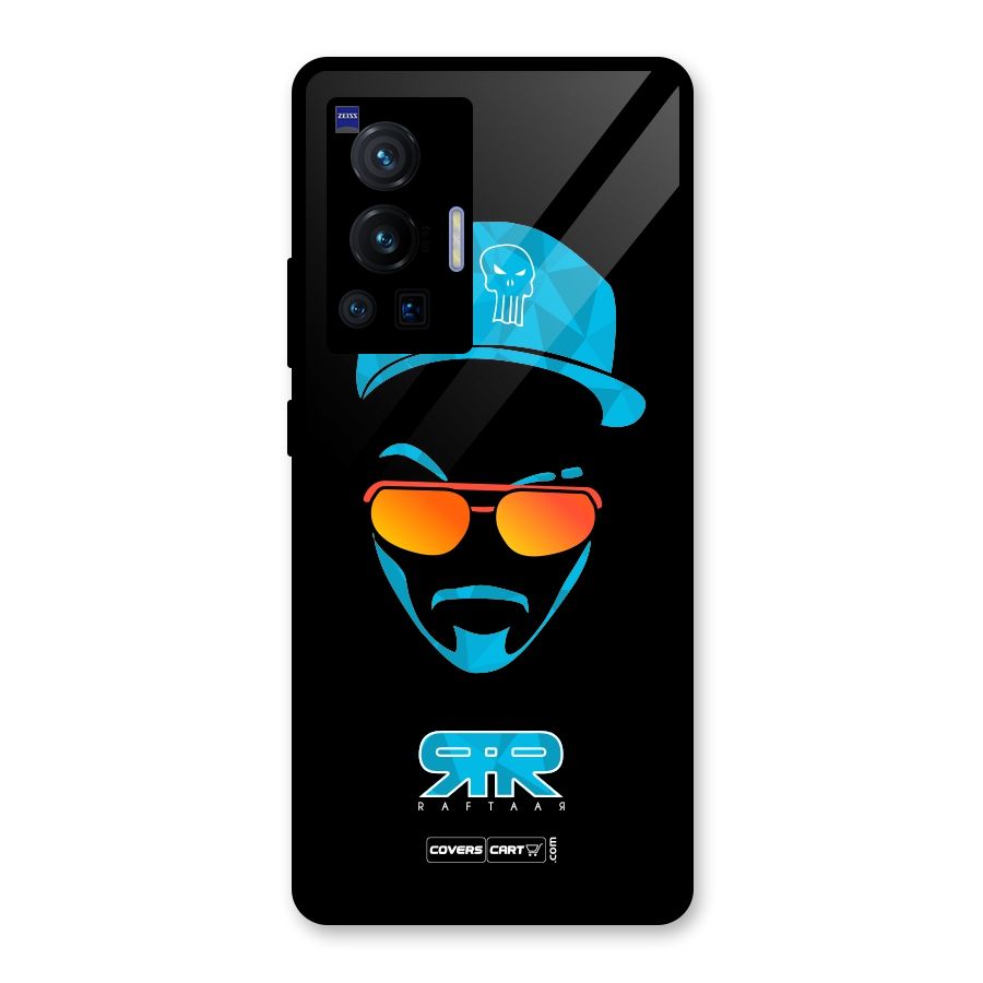 Raftaar Black and Blue Glass Back Case for Vivo X70 Pro
