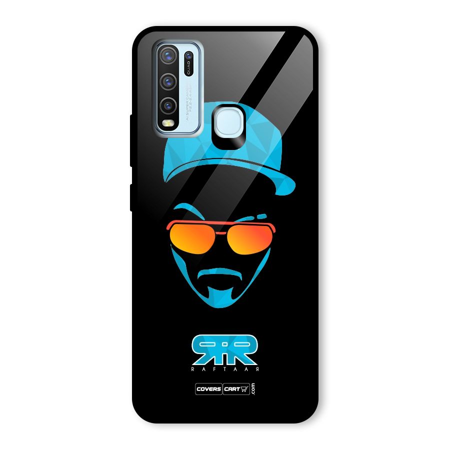 Raftaar Black and Blue Glass Back Case for Vivo Y30