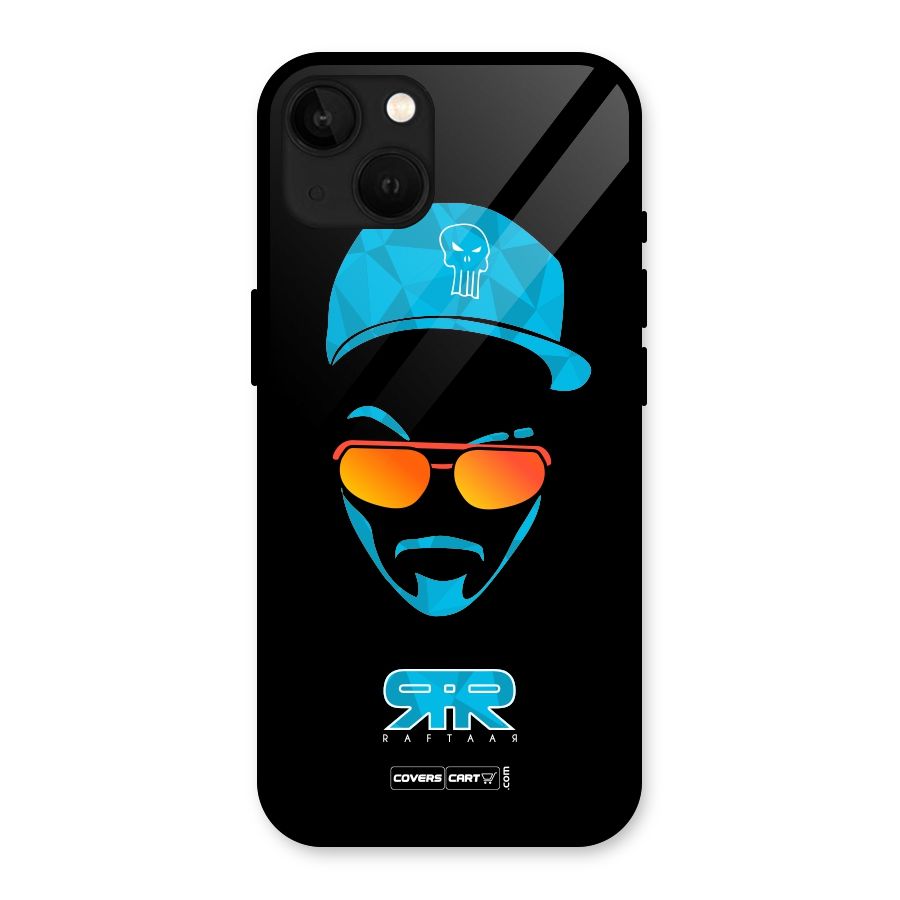 Raftaar Black and Blue Glass Back Case for iPhone 13
