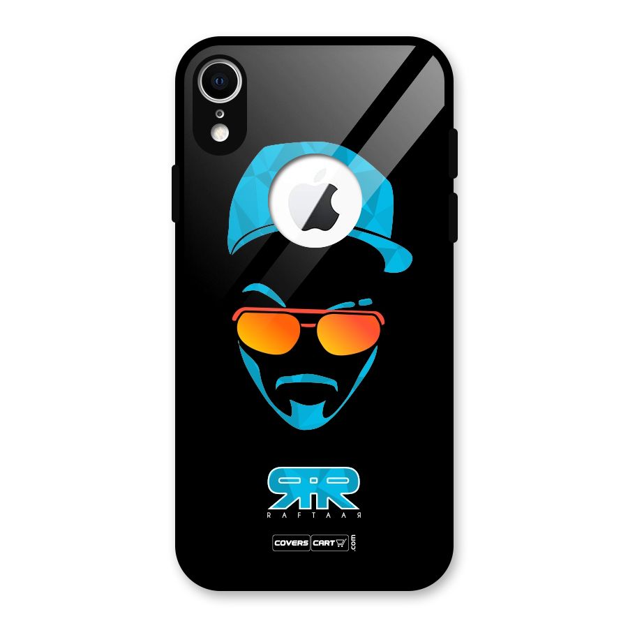 Raftaar Black and Blue Glass Back Case for iPhone XR Logo Cut