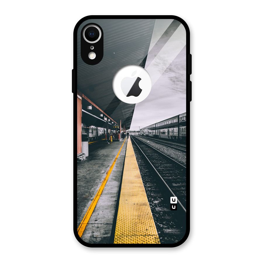 Railway Track Glass Back Case for iPhone XR Logo Cut