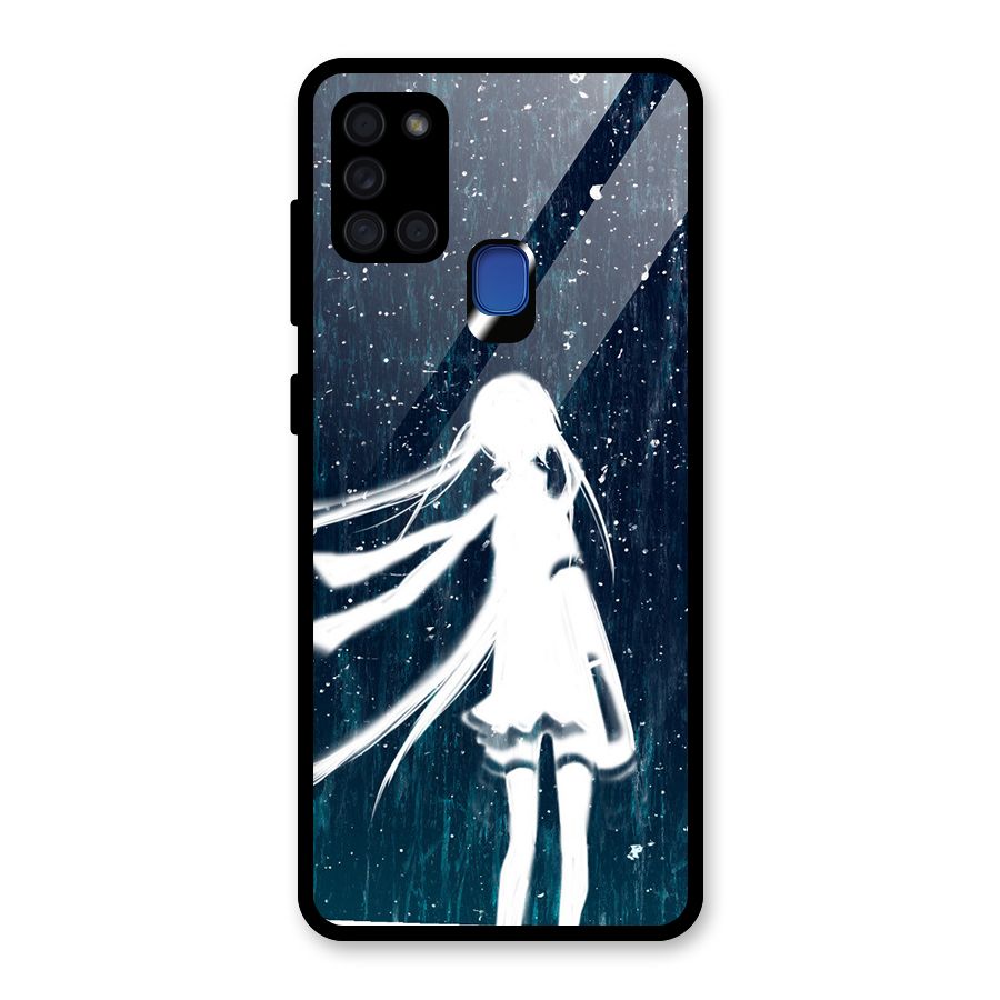 Rain White Girl Glass Back Case for Galaxy A21s
