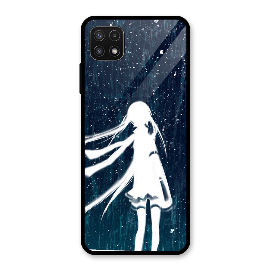 Rain White Girl Glass Back Case for Galaxy A22 5G