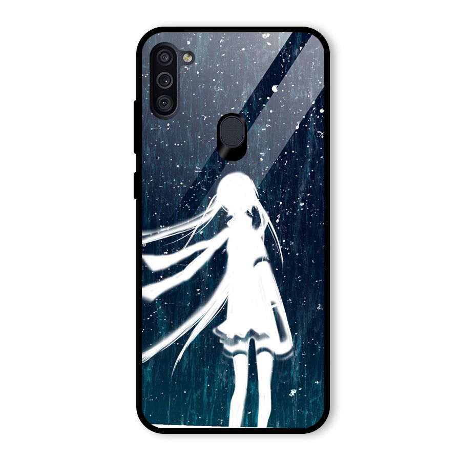 Rain White Girl Glass Back Case for Galaxy M11