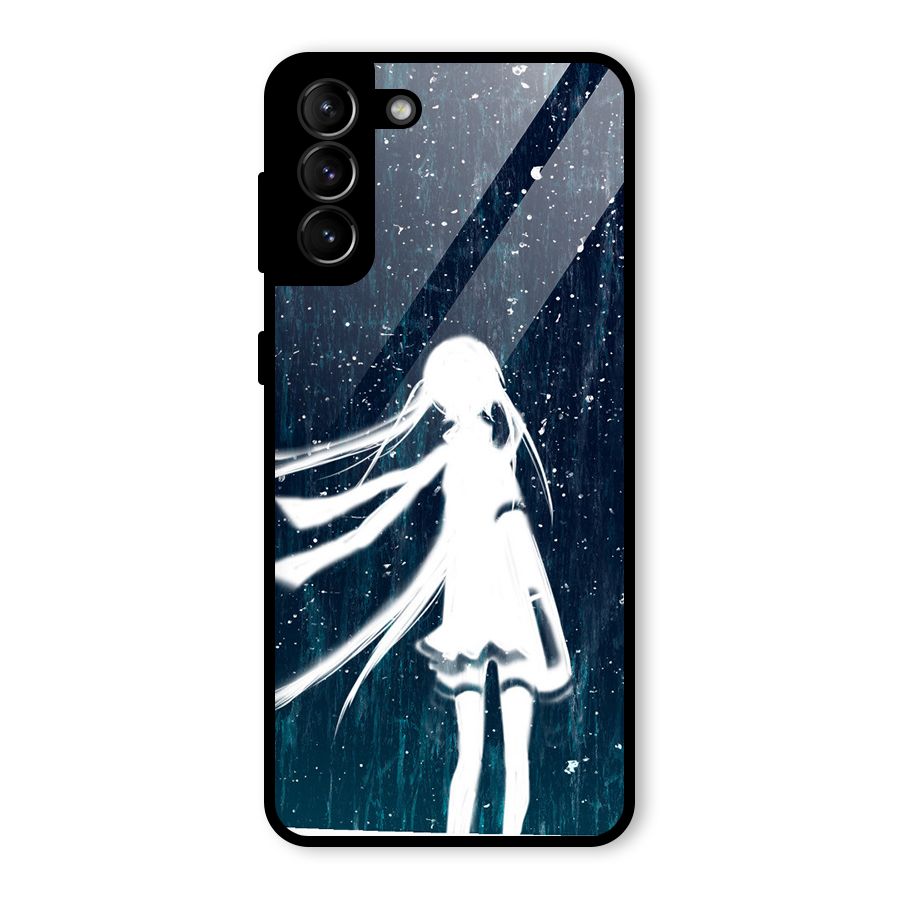Rain White Girl Glass Back Case for Galaxy S21 Plus