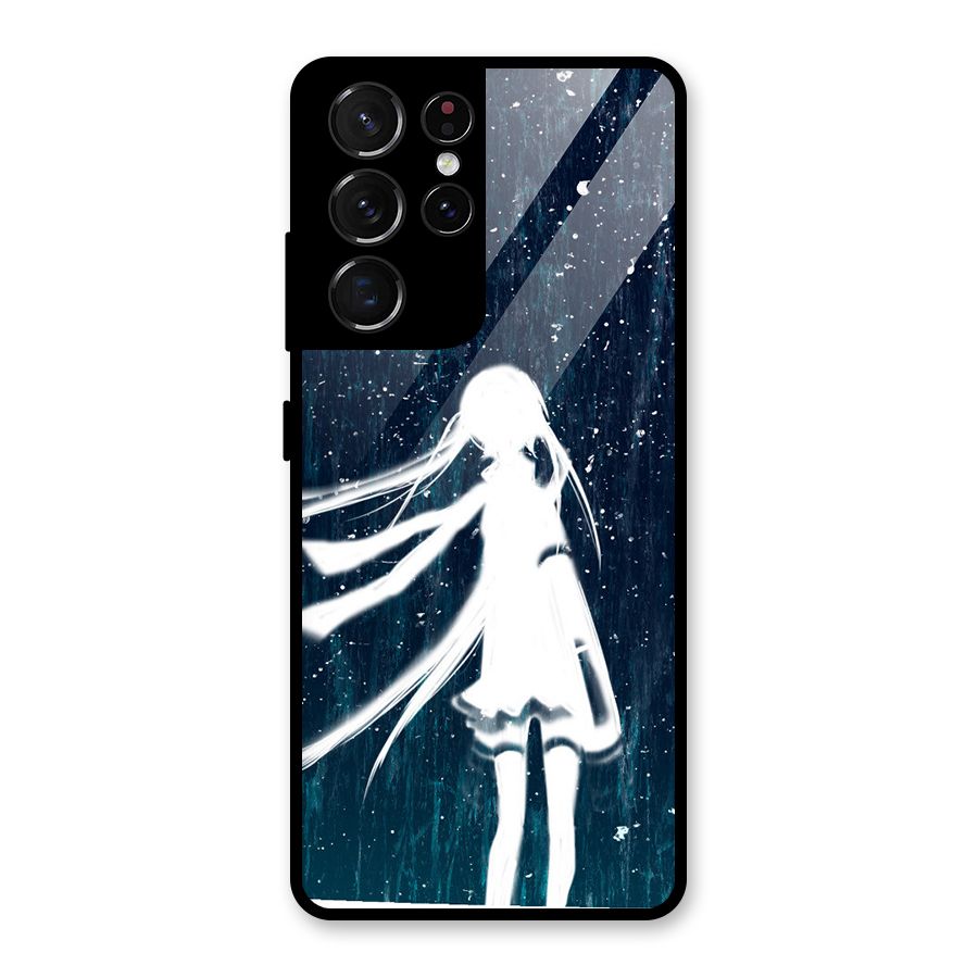 Rain White Girl Glass Back Case for Galaxy S21 Ultra 5G