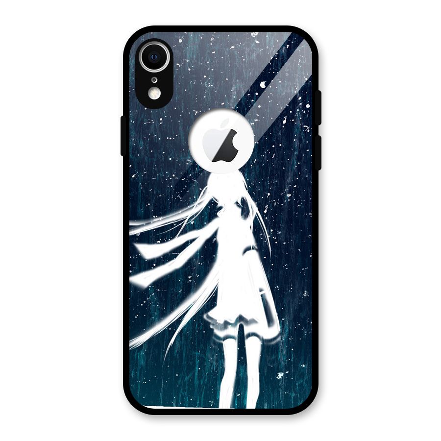 Rain White Girl Glass Back Case for iPhone XR Logo Cut