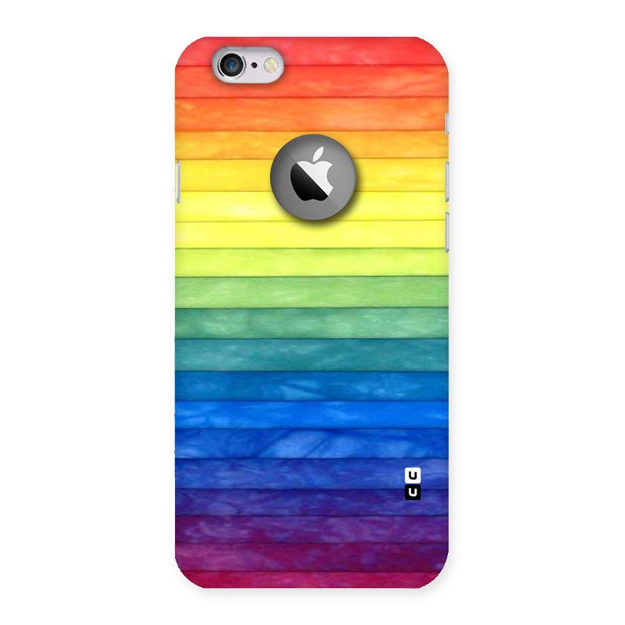 Rainbow Colors Stripes Back Case for iPhone 6 Logo Cut
