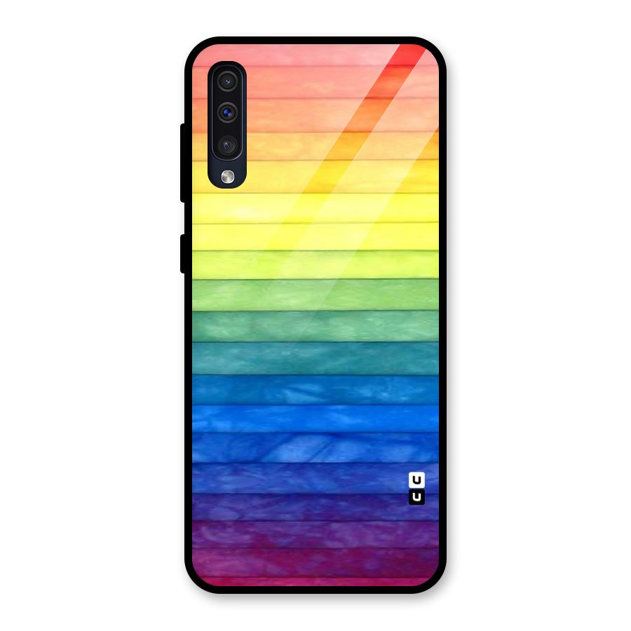 Rainbow Colors Stripes Glass Back Case for Galaxy A30s