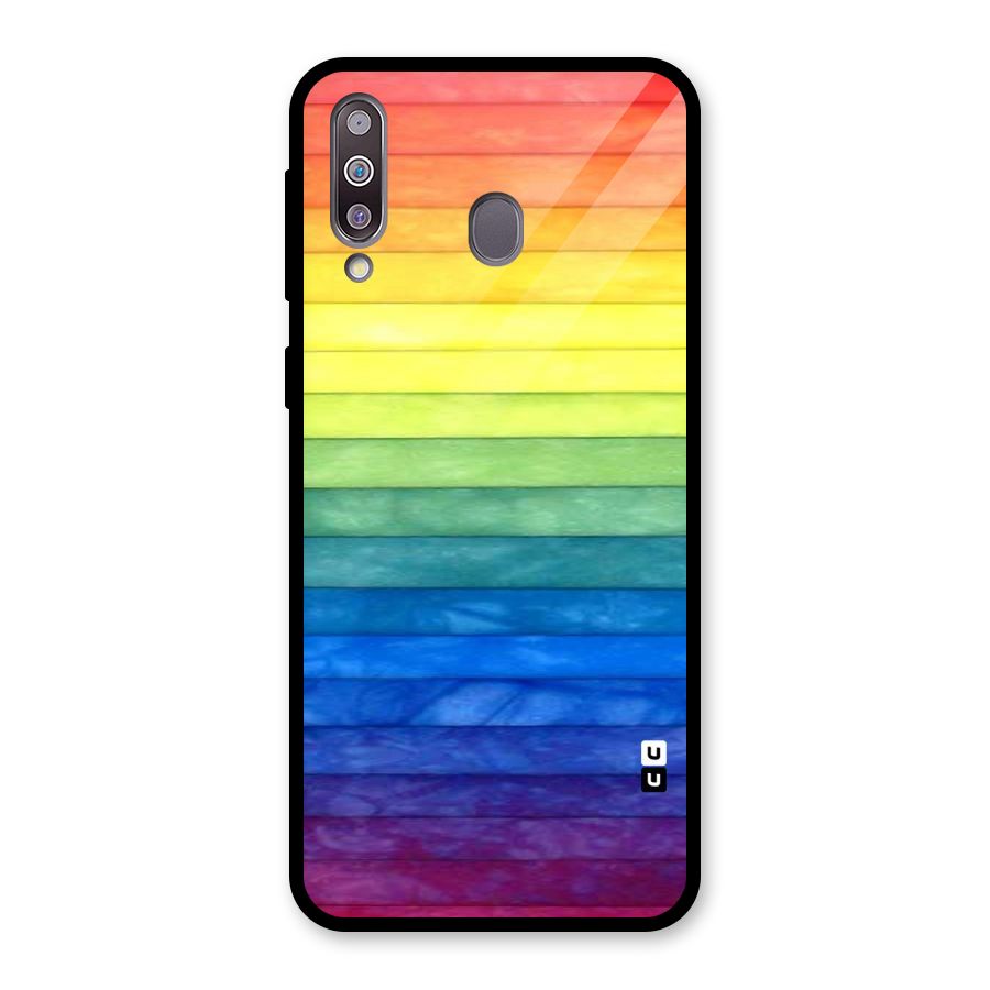 Rainbow Colors Stripes Glass Back Case for Galaxy M30