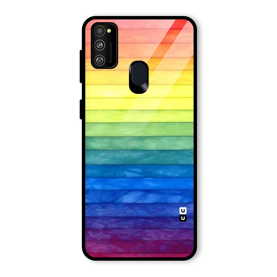Rainbow Colors Stripes Glass Back Case for Galaxy M30s