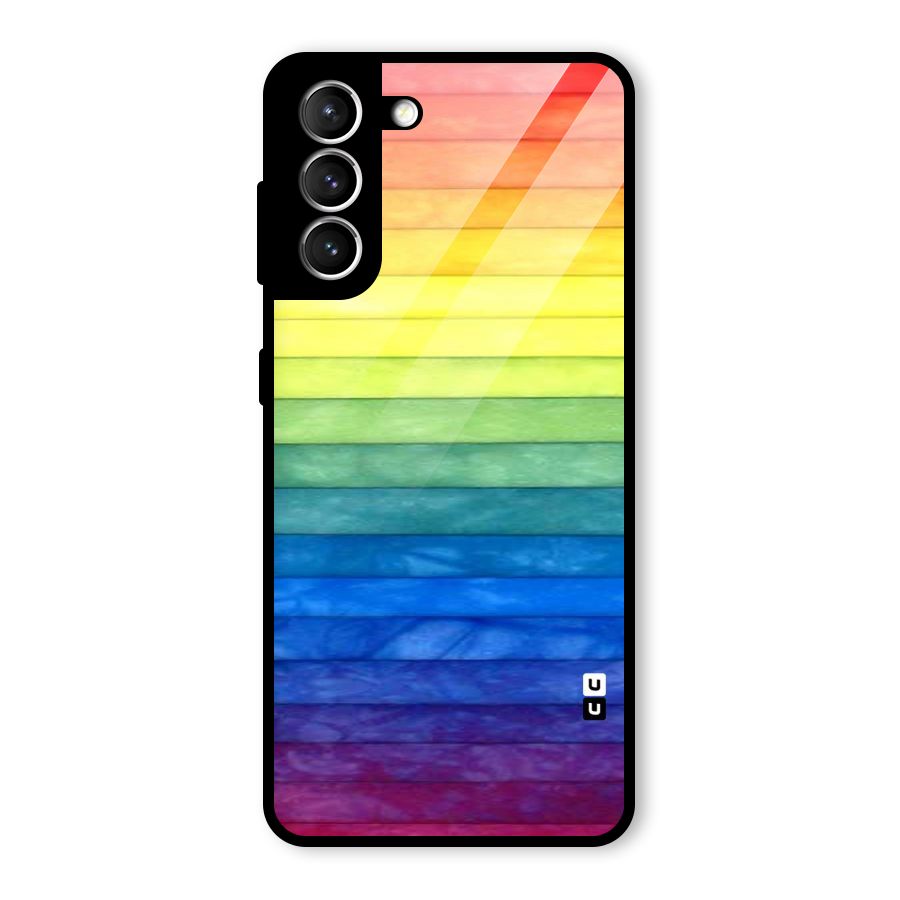 Rainbow Colors Stripes Glass Back Case for Galaxy S21 5G