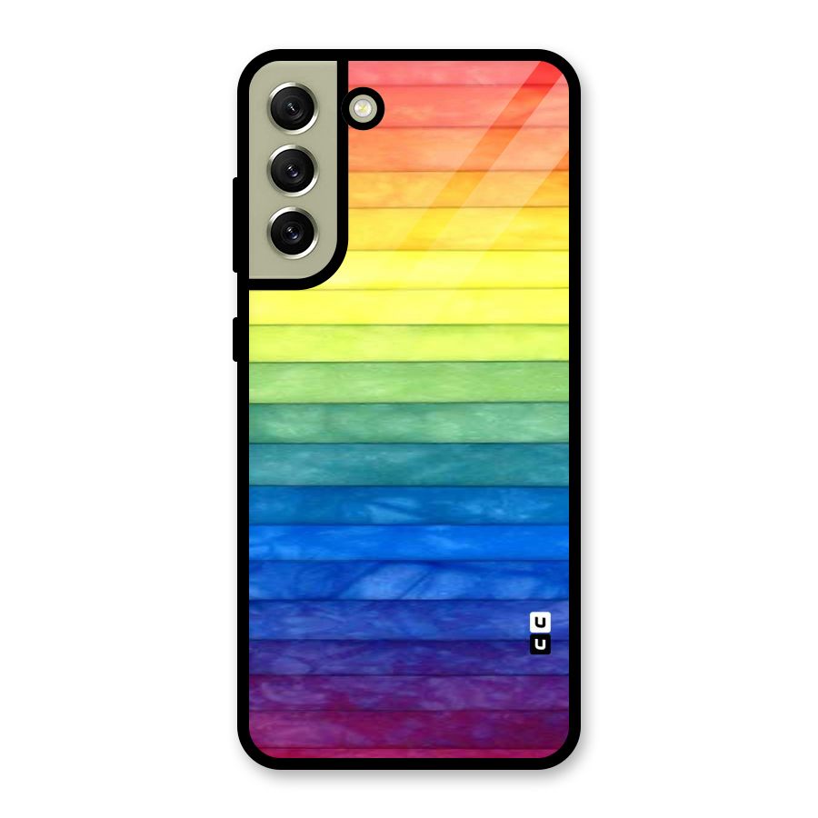 Rainbow Colors Stripes Glass Back Case for Galaxy S21 FE 5G