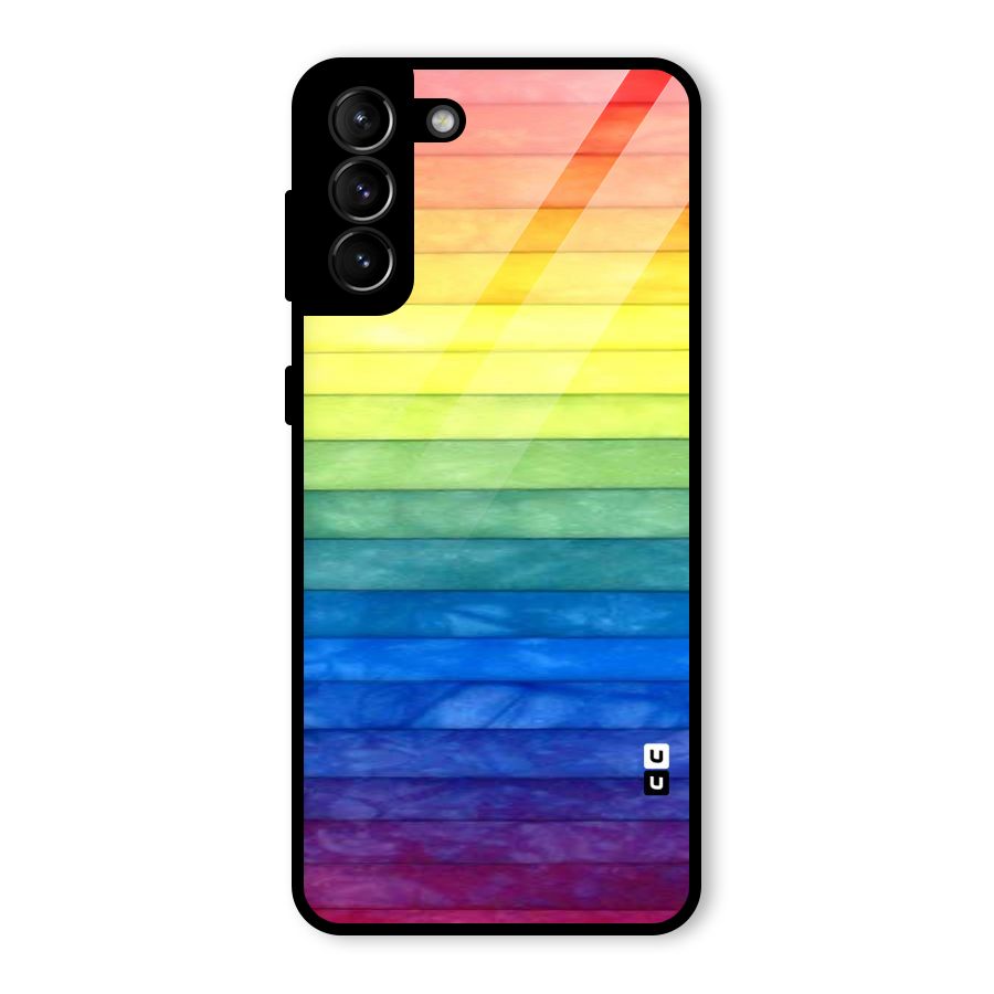 Rainbow Colors Stripes Glass Back Case for Galaxy S21 Plus