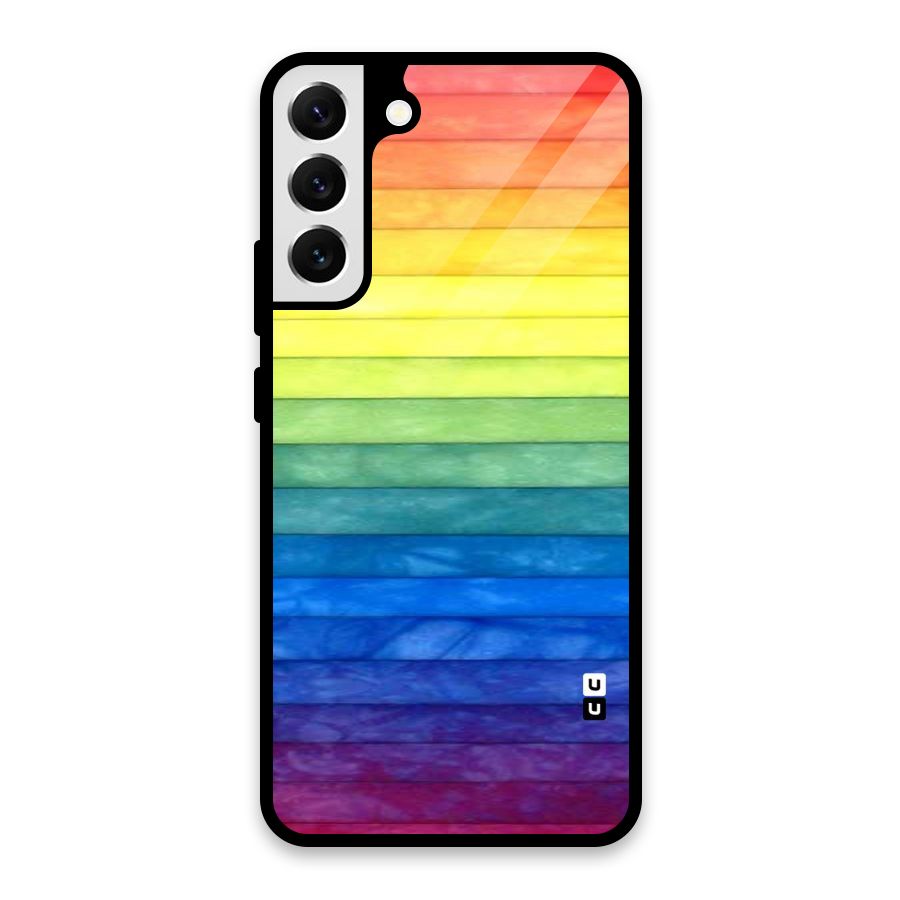Rainbow Colors Stripes Glass Back Case for Galaxy S22 Plus 5G