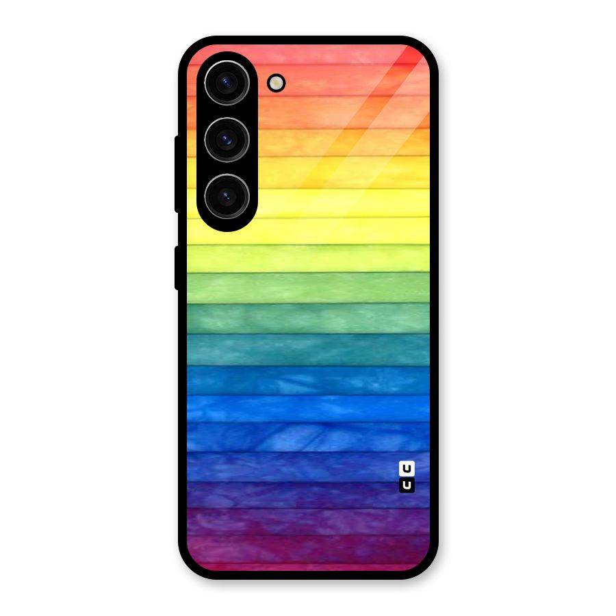 Rainbow Colors Stripes Glass Back Case for Galaxy S23