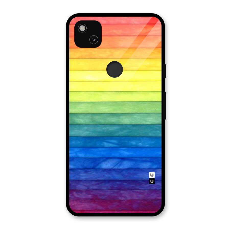 Rainbow Colors Stripes Glass Back Case for Google Pixel 4a