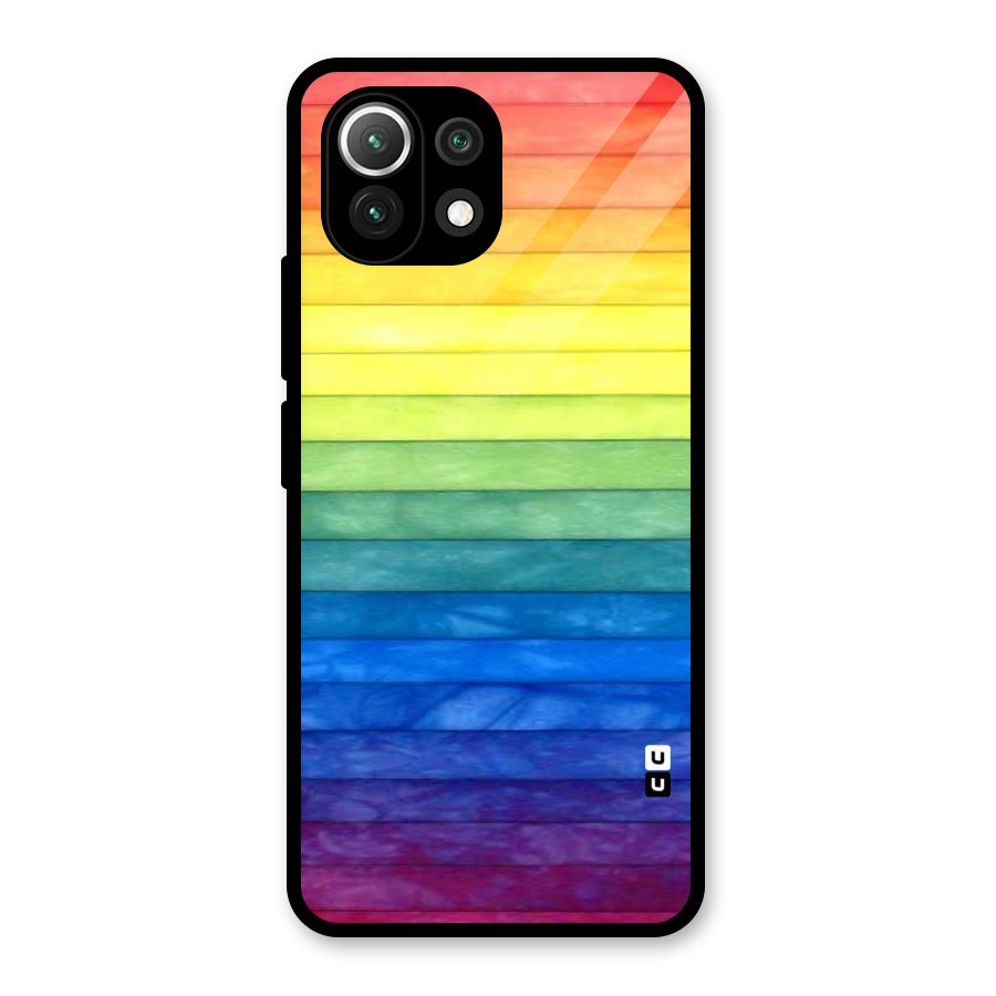 Rainbow Colors Stripes Glass Back Case for Mi 11 Lite NE 5G