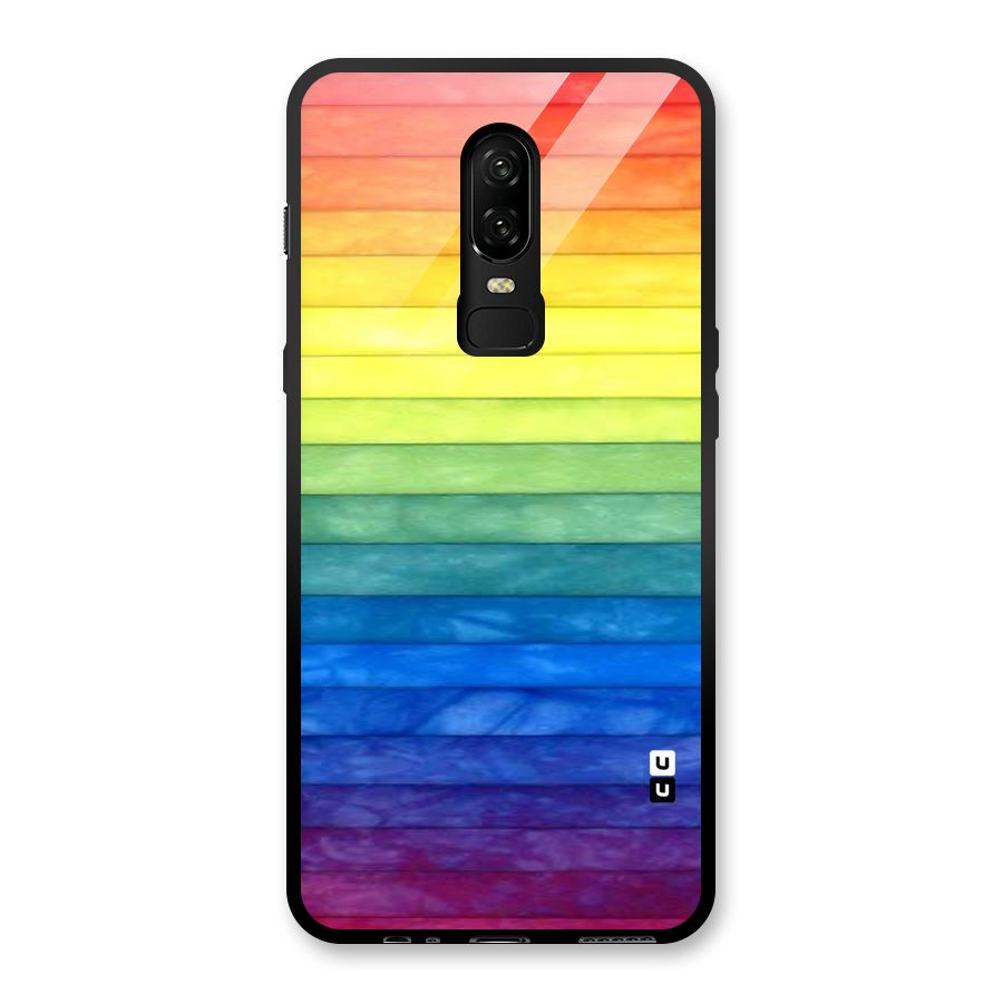 Rainbow Colors Stripes Glass Back Case for OnePlus 6