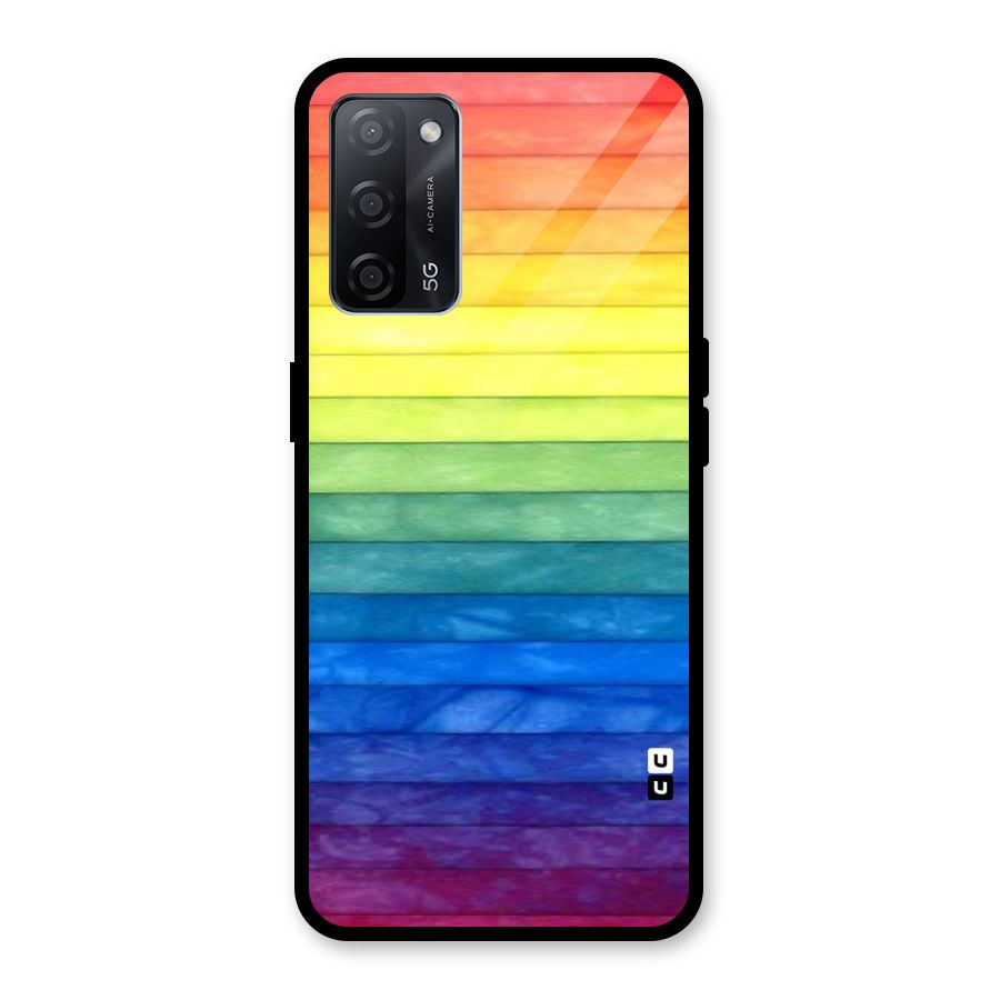 Rainbow Colors Stripes Glass Back Case for Oppo A53s 5G