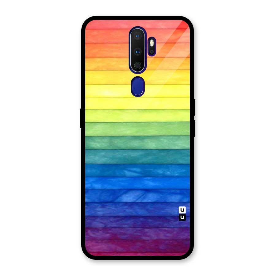 Rainbow Colors Stripes Glass Back Case for Oppo A9 (2020)