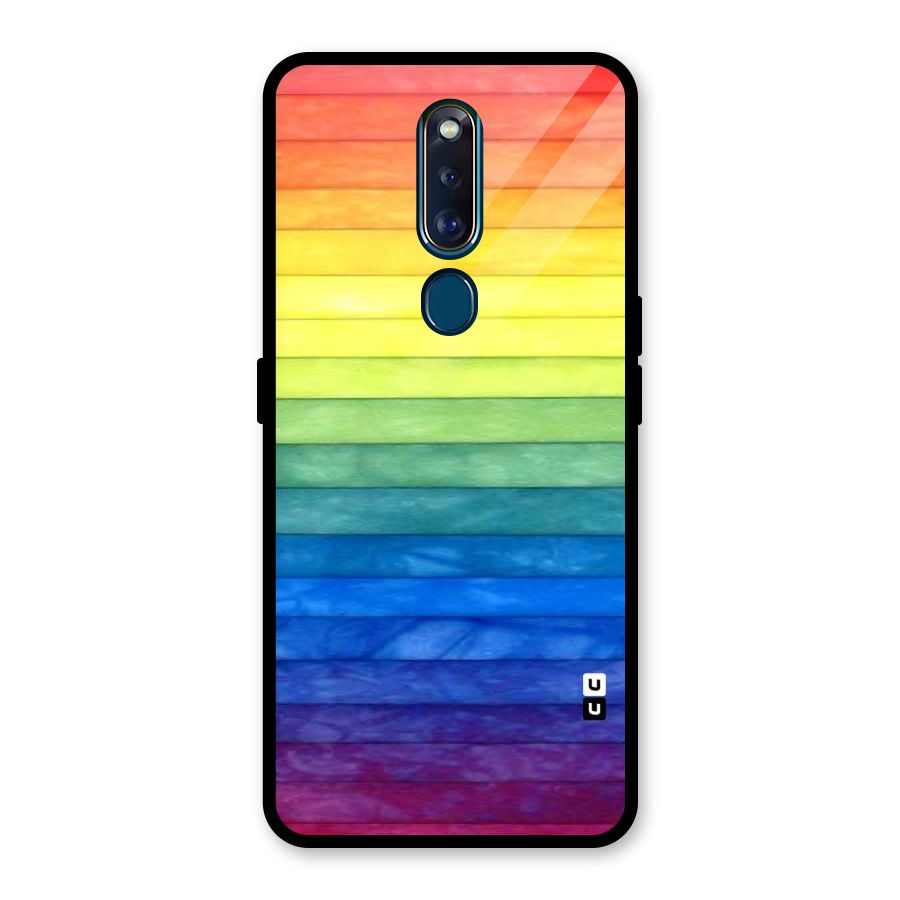 Rainbow Colors Stripes Glass Back Case for Oppo F11 Pro