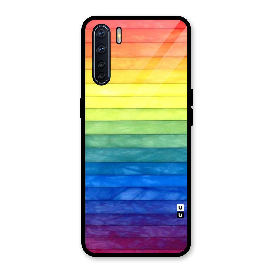 Rainbow Colors Stripes Glass Back Case for Oppo F15