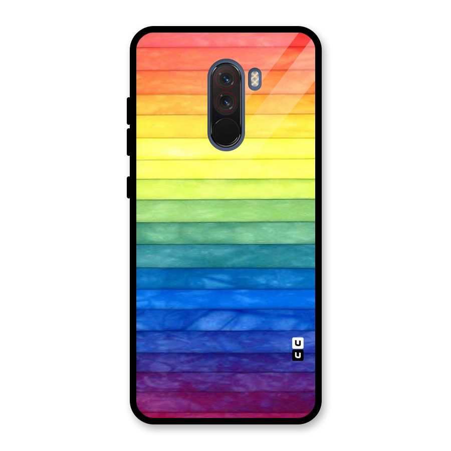 Rainbow Colors Stripes Glass Back Case for Poco F1