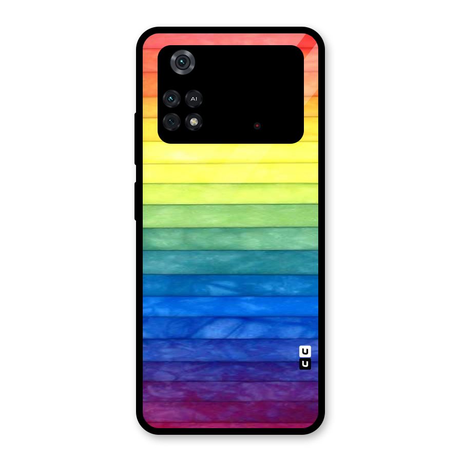Rainbow Colors Stripes Glass Back Case for Poco M4 Pro 4G