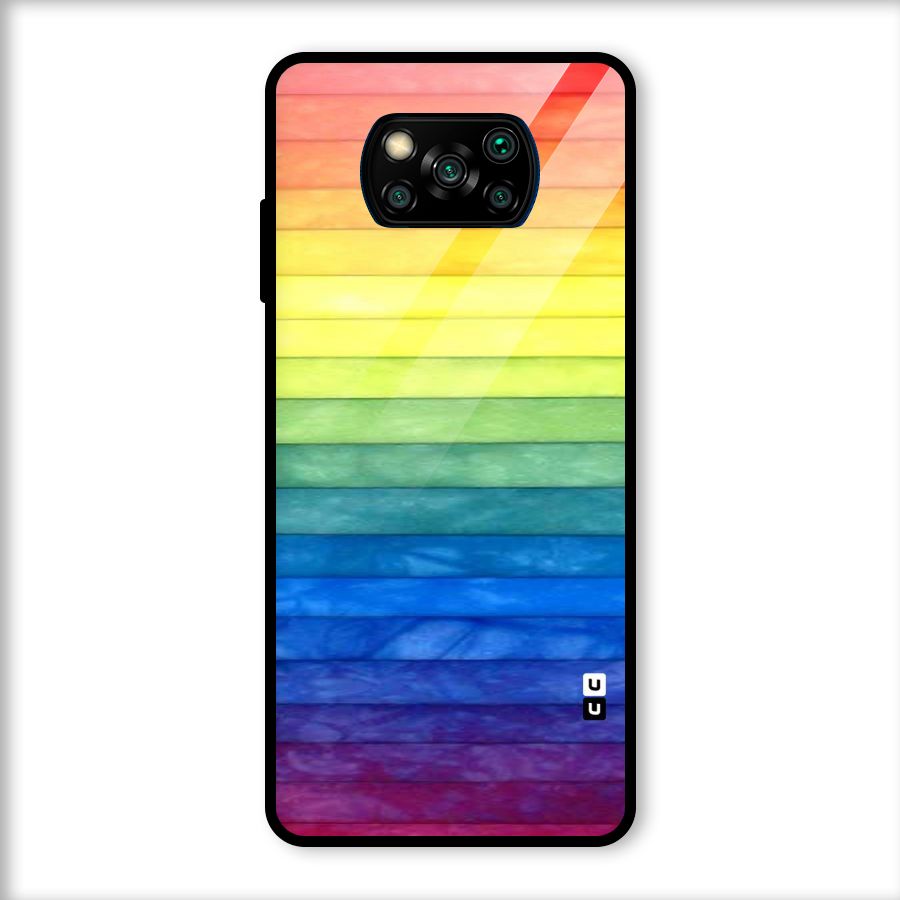 Rainbow Colors Stripes Glass Back Case for Poco X3