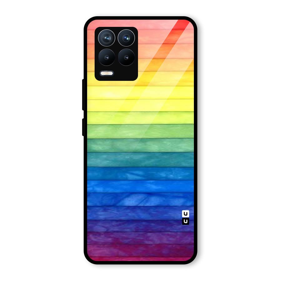 Rainbow Colors Stripes Glass Back Case for Realme 8 Pro