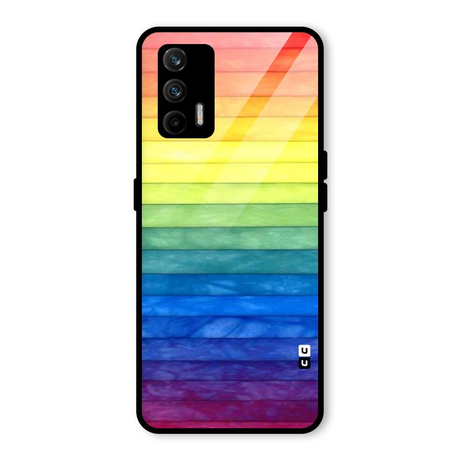 Rainbow Colors Stripes Glass Back Case for Realme GT 5G