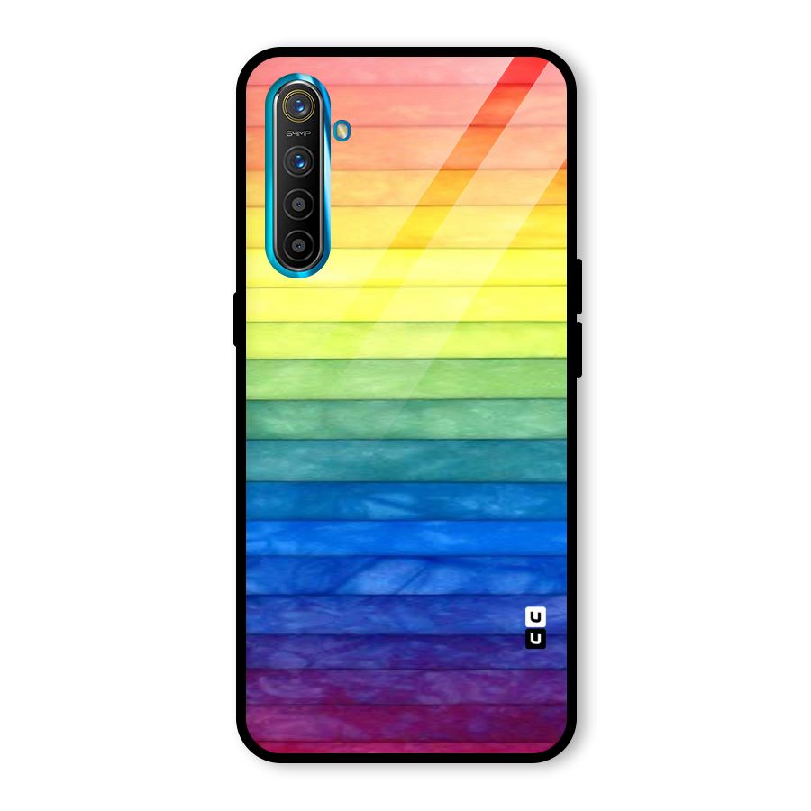 Rainbow Colors Stripes Glass Back Case for Realme XT