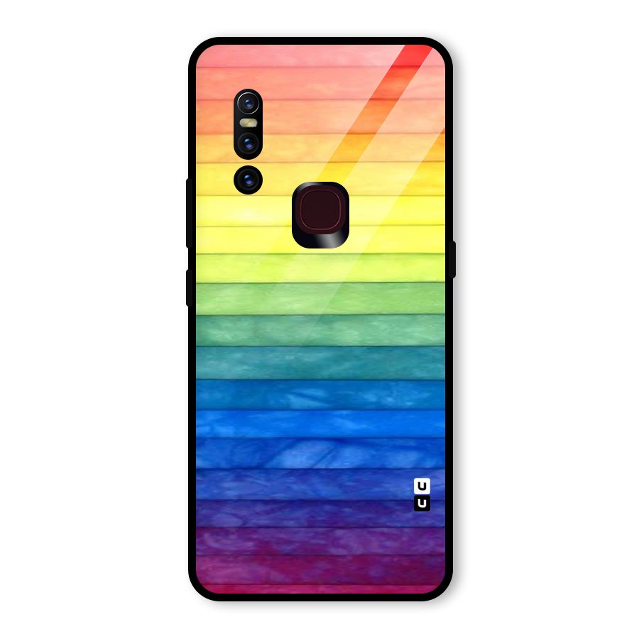 Rainbow Colors Stripes Glass Back Case for Vivo V15