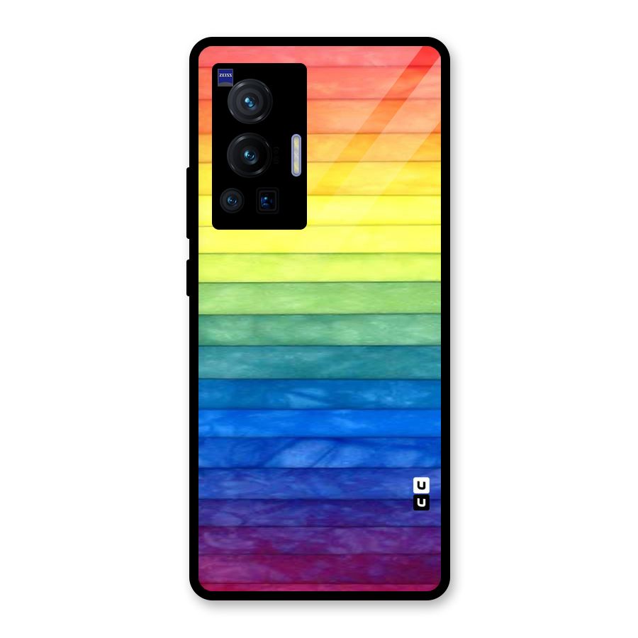 Rainbow Colors Stripes Glass Back Case for Vivo X70 Pro