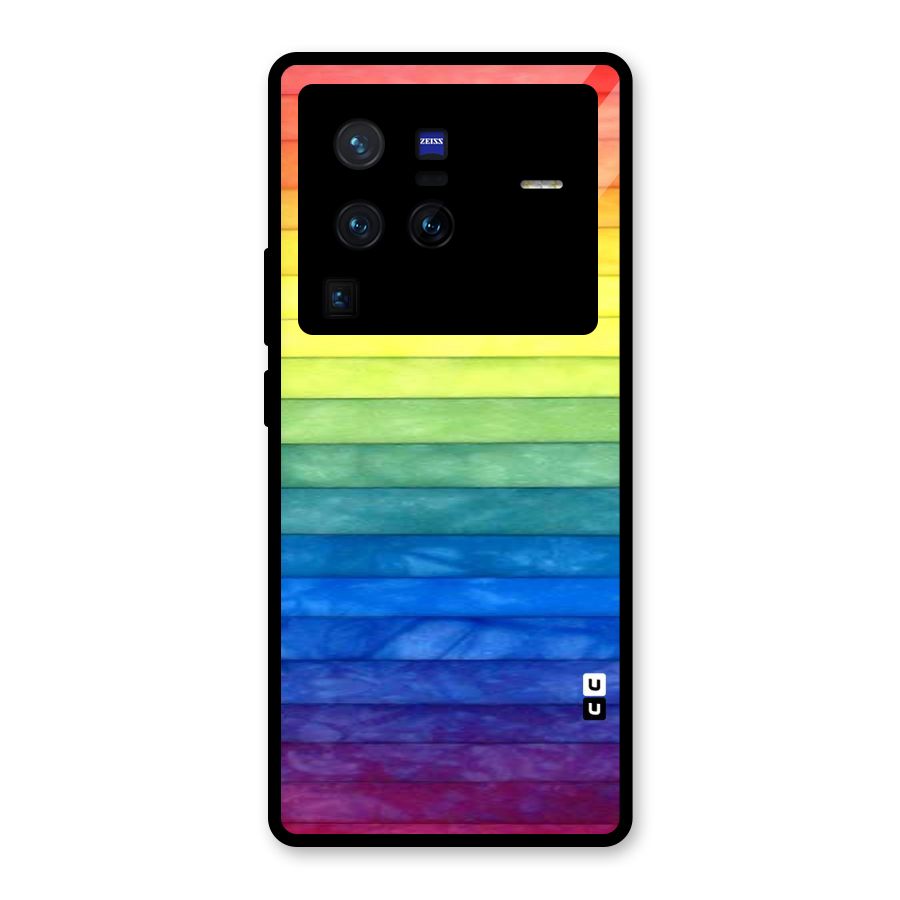 Rainbow Colors Stripes Glass Back Case for Vivo X80 Pro