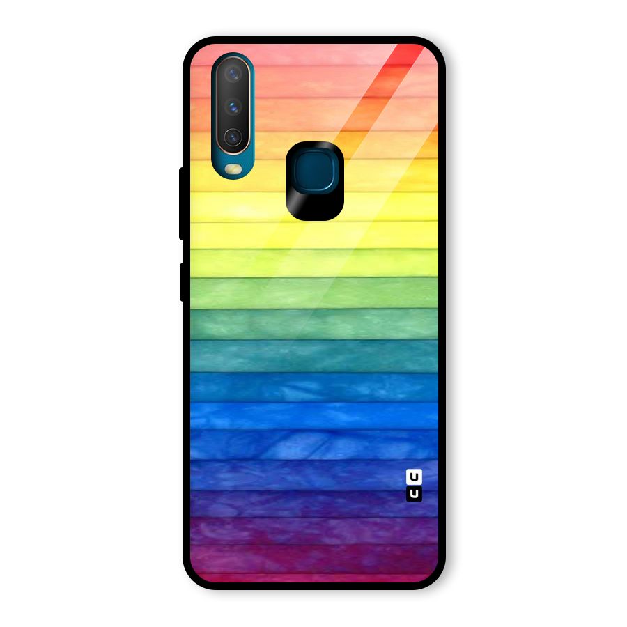 Rainbow Colors Stripes Glass Back Case for Vivo Y15