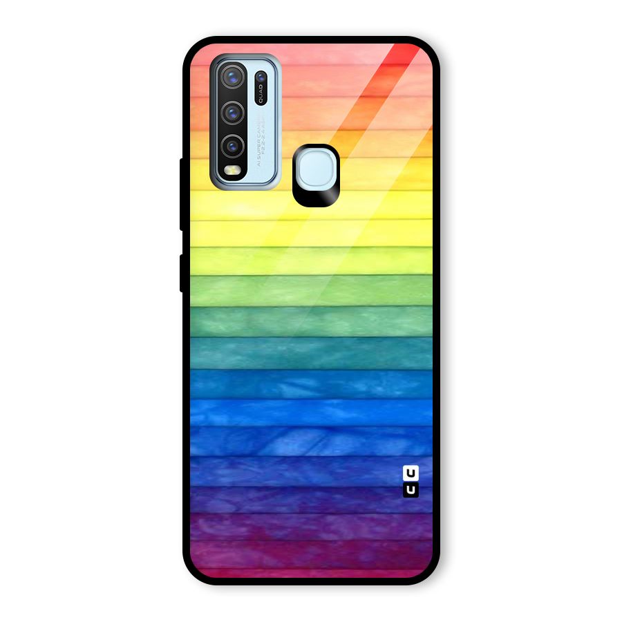 Rainbow Colors Stripes Glass Back Case for Vivo Y30