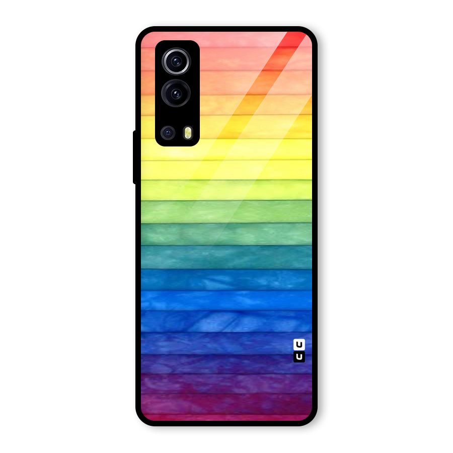 Rainbow Colors Stripes Glass Back Case for Vivo iQOO Z3