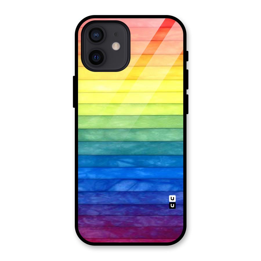 Rainbow Colors Stripes Glass Back Case for iPhone 12