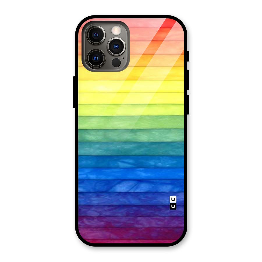Rainbow Colors Stripes Glass Back Case for iPhone 12 Pro