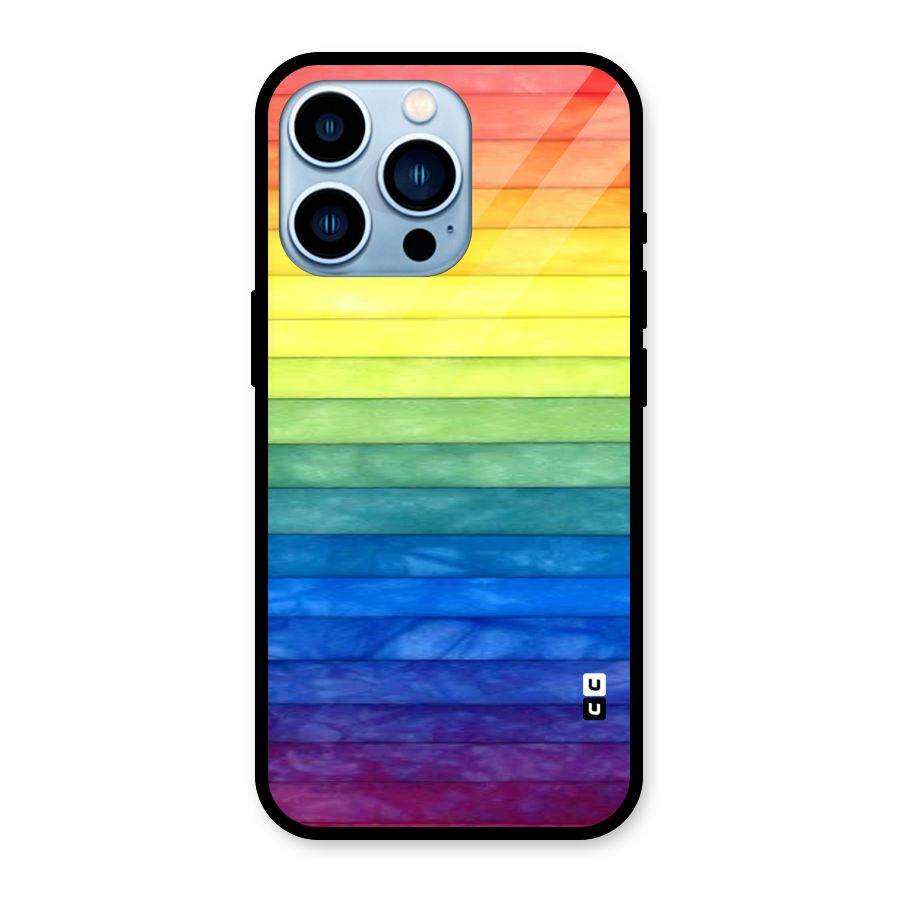 Rainbow Colors Stripes Glass Back Case for iPhone 13 Pro