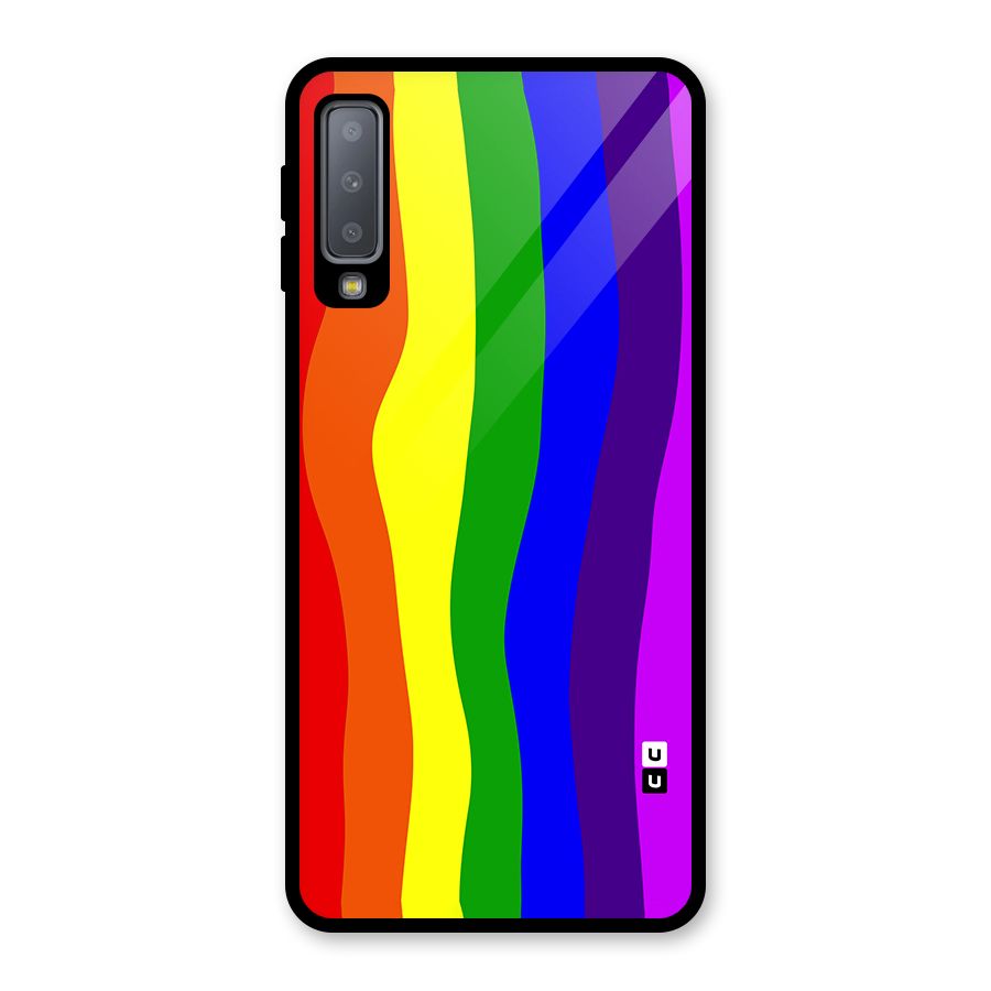 Rainbow Curves Glass Back Case for Galaxy A7 (2018)