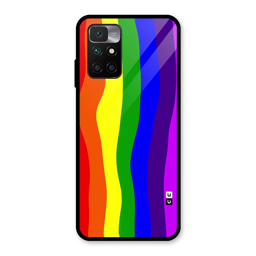 Rainbow Curves Glass Back Case for Redmi 10 Prime