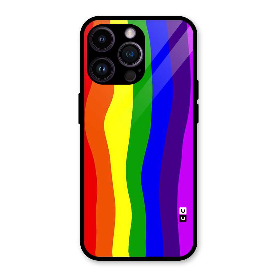 Rainbow Curves Glass Back Case for iPhone 14 Pro Max
