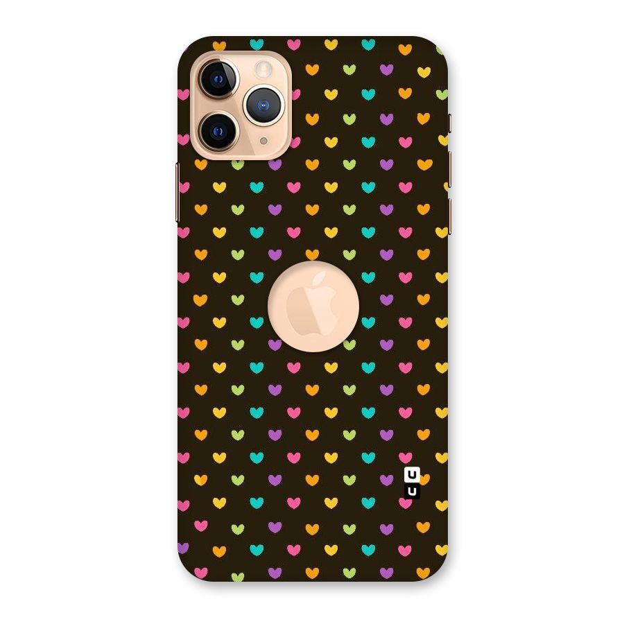 Rainbow Hearts Back Case for iPhone 11 Pro Max Logo Cut