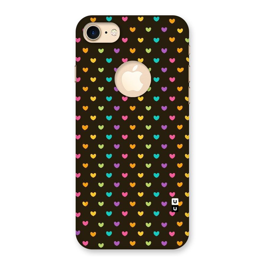Rainbow Hearts Back Case for iPhone 7 Logo Cut