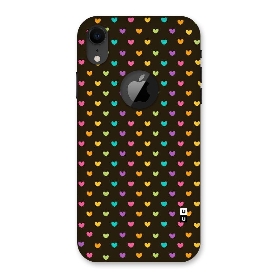Rainbow Hearts Back Case for iPhone XR Logo Cut