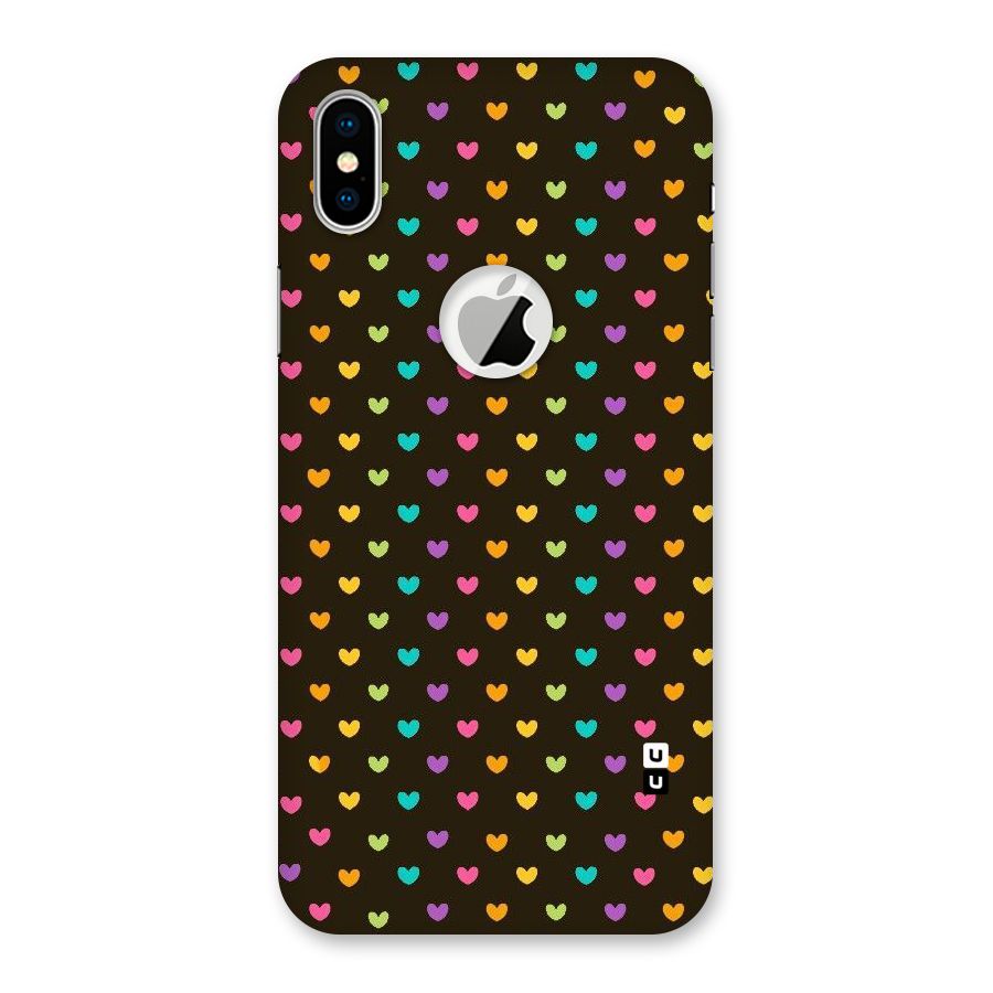 Rainbow Hearts Back Case for iPhone X Logo Cut